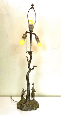 Bronze Table Lamp with Deer attributed to Valenti, 1960s-WZZ-1794282