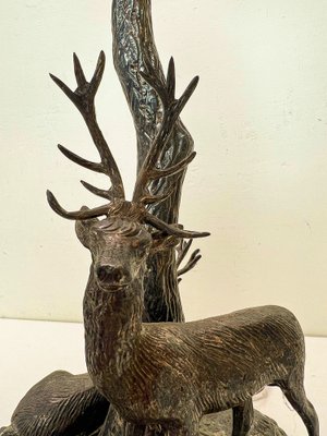 Bronze Table Lamp with Deer attributed to Valenti, 1960s-WZZ-1794282