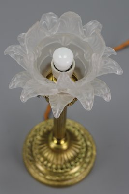 Bronze Table Lamp with Flower Shaped Glass Shade-KEG-1105699