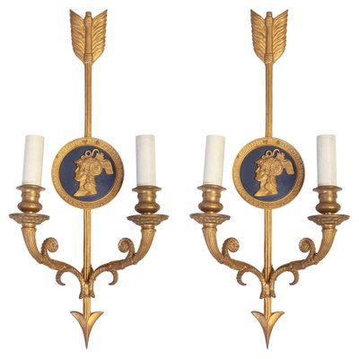 Bronze Two-Light Neoclassical Wall Sconces, Set of 2-MBH-1032730