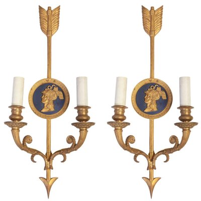 Bronze Two-Light Neoclassical Wall Sconces, Set of 2-MBH-1031969