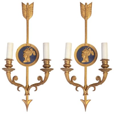 Bronze Two-Light Neoclassical Wall Sconces, Set of 2-MBH-1032730