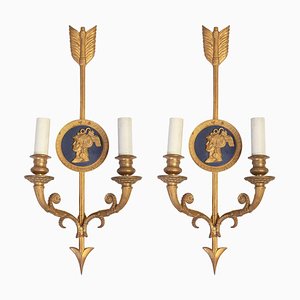 Bronze Two-Light Neoclassical Wall Sconces, Set of 2-MBH-1032730