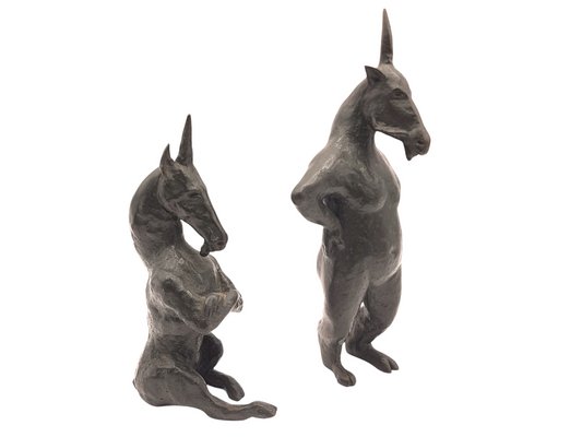 Bronze Unicorn Sculptures, Set of 2-TCS-1146052