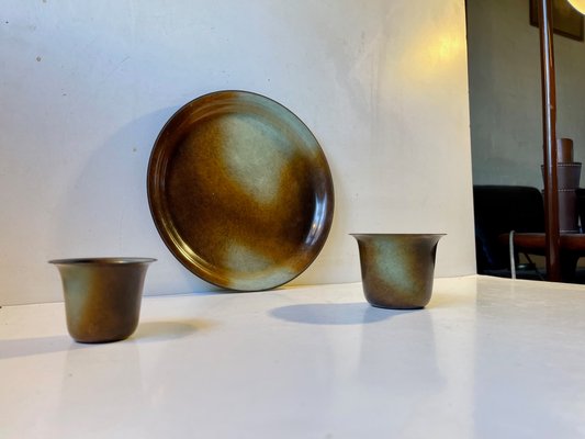 Bronze Vases and Tray by Bernhard Linder for Metalkonst, 1930s, Set of 3-LCR-1251945