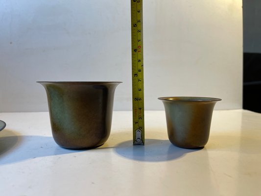 Bronze Vases and Tray by Bernhard Linder for Metalkonst, 1930s, Set of 3-LCR-1251945