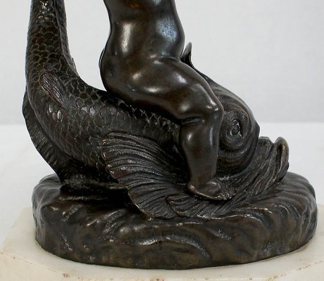 Bronze Vide-Poche Depicting Child and Dolphin, Early 1800s-RVK-1007681