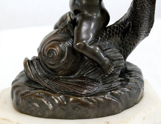 Bronze Vide-Poche Depicting Child and Dolphin, Early 1800s-RVK-1007681