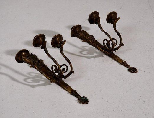 Bronze Wall Lamps, 19th-Century, Set of 2-SA-860981