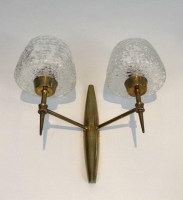 Bronze Wall Lights with Worked Glass Reflectors from Stilnovo, Set of 2-BA-1365792