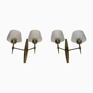 Bronze Wall Lights with Worked Glass Reflectors from Stilnovo, Set of 2-BA-1365792