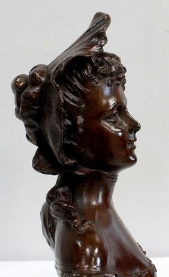 Bronze Woman with Hat by Meslais, Early 20th Century-RVK-914716