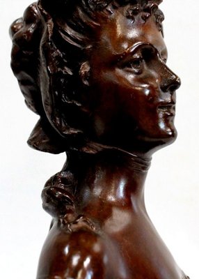 Bronze Woman with Hat by Meslais, Early 20th Century-RVK-914716