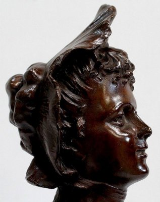 Bronze Woman with Hat by Meslais, Early 20th Century-RVK-914716