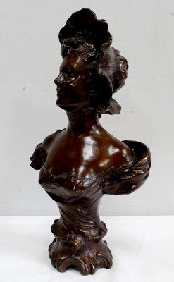 Bronze Woman with Hat by Meslais, Early 20th Century-RVK-914716