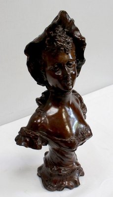 Bronze Woman with Hat by Meslais, Early 20th Century-RVK-914716