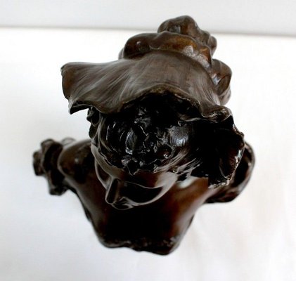 Bronze Woman with Hat by Meslais, Early 20th Century-RVK-914716