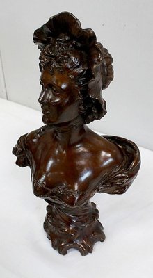 Bronze Woman with Hat by Meslais, Early 20th Century-RVK-914716