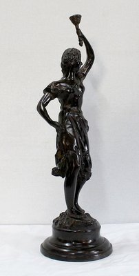 Bronze Woman with Torch by Rousseau, Late 19th Century-RVK-1060328