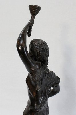 Bronze Woman with Torch by Rousseau, Late 19th Century-RVK-1060328