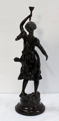 Bronze Woman with Torch by Rousseau, Late 19th Century-RVK-1060328