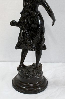 Bronze Woman with Torch by Rousseau, Late 19th Century-RVK-1060328