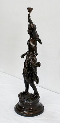 Bronze Woman with Torch by Rousseau, Late 19th Century-RVK-1060328