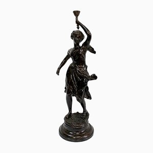 Bronze Woman with Torch by Rousseau, Late 19th Century-RVK-1060328