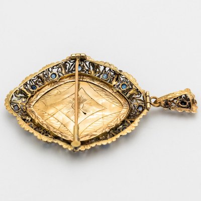 Brooch in Gold and Silver with Hand Painted Portrait, 1850-NEL-1800218