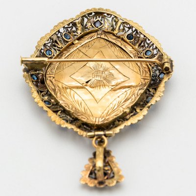 Brooch in Gold and Silver with Hand Painted Portrait, 1850-NEL-1800218