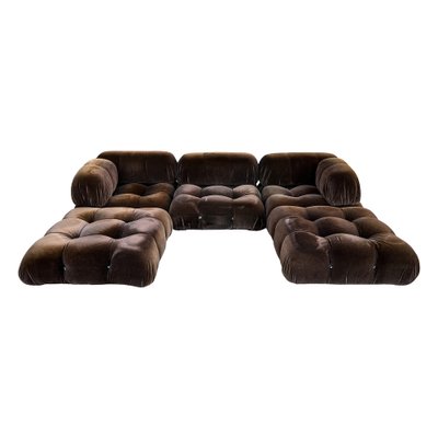 Brown Alpaca Velvet Camaleonda Modular Sofa by Mario Bellini for C&B Italia, 1972, Set of 5-RPH-1231738