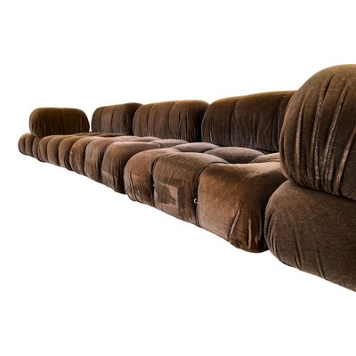 Brown Alpaca Velvet Camaleonda Modular Sofa by Mario Bellini for C&B Italia, 1972, Set of 5-RPH-1231738