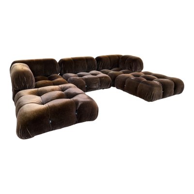 Brown Alpaca Velvet Camaleonda Modular Sofa by Mario Bellini for C&B Italia, 1972, Set of 5-RPH-1231738