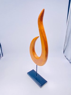 Brown and Black Wood Sculpture, France, 1970s-UR-1362381