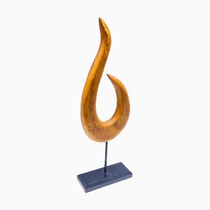 Brown and Black Wood Sculpture, France, 1970s-UR-1362381