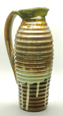 Brown and Green Glazed Ceramic Vase or Pitcher, 1930s-MJY-1148841