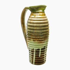 Brown and Green Glazed Ceramic Vase or Pitcher, 1930s-MJY-1148841