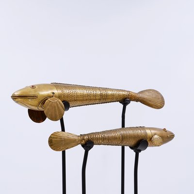 Brown Articulated Fish Sculptures-NYF-2019238