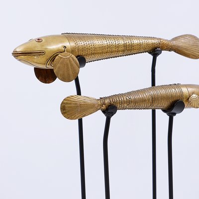 Brown Articulated Fish Sculptures-NYF-2019238