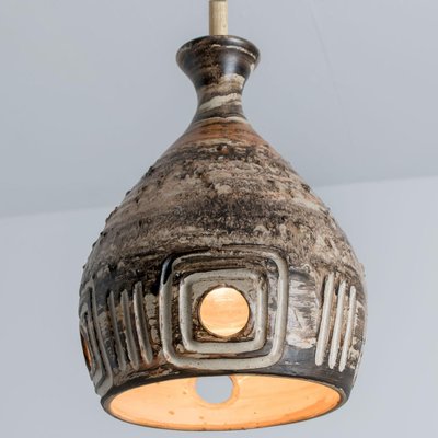 Brown Ceramic Pendant Light, 1970-VDW-1770679