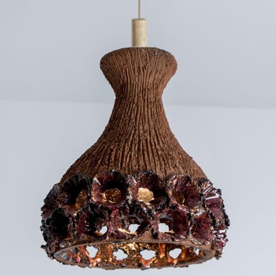 Brown Ceramic Pendant Light, 1970-VDW-1770679