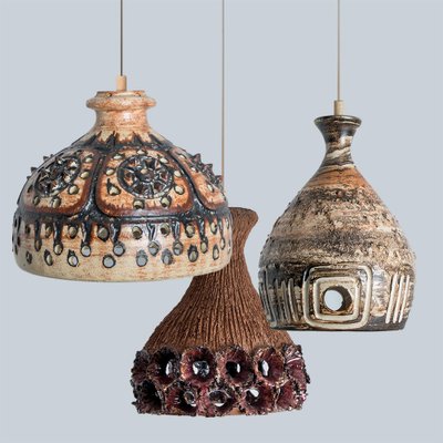 Brown Ceramic Pendant Light, 1970-VDW-1770679