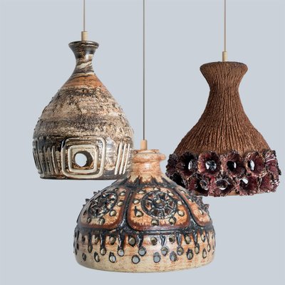 Brown Ceramic Pendant Light, 1970-VDW-1770679