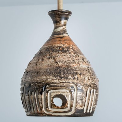 Brown Ceramic Pendant Light, 1970-VDW-1770679