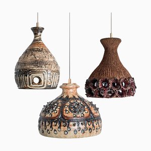 Brown Ceramic Pendant Light, 1970-VDW-1770679