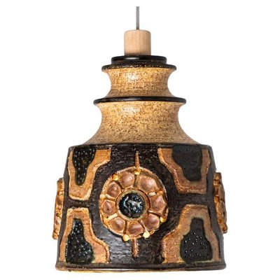 Brown Ceramic Pendant Light from Axella, Denmark, 1970s-VDW-1721200