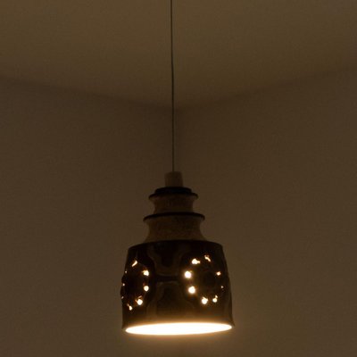 Brown Ceramic Pendant Light from Axella, Denmark, 1970s-VDW-1721200