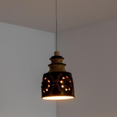 Brown Ceramic Pendant Light from Axella, Denmark, 1970s-VDW-1721200