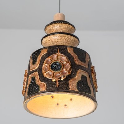 Brown Ceramic Pendant Light from Axella, Denmark, 1970s-VDW-1721200