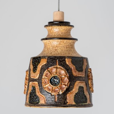 Brown Ceramic Pendant Light from Axella, Denmark, 1970s-VDW-1721200